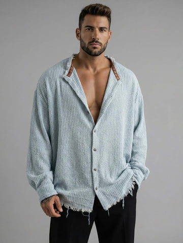 Ritual - linen unfinished shirt 0118 - baby blue