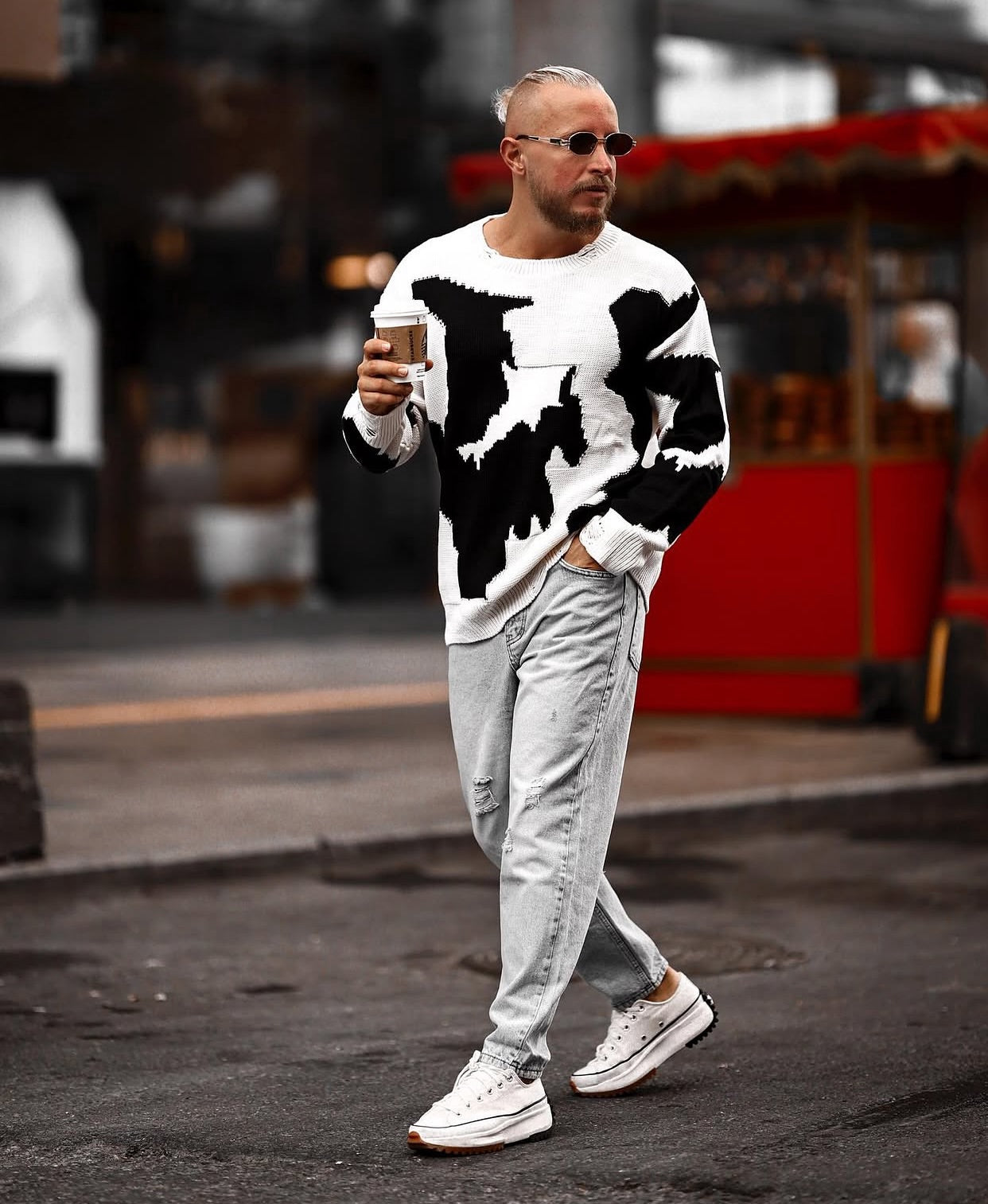 Knitwear oversized shirt - cow  0060