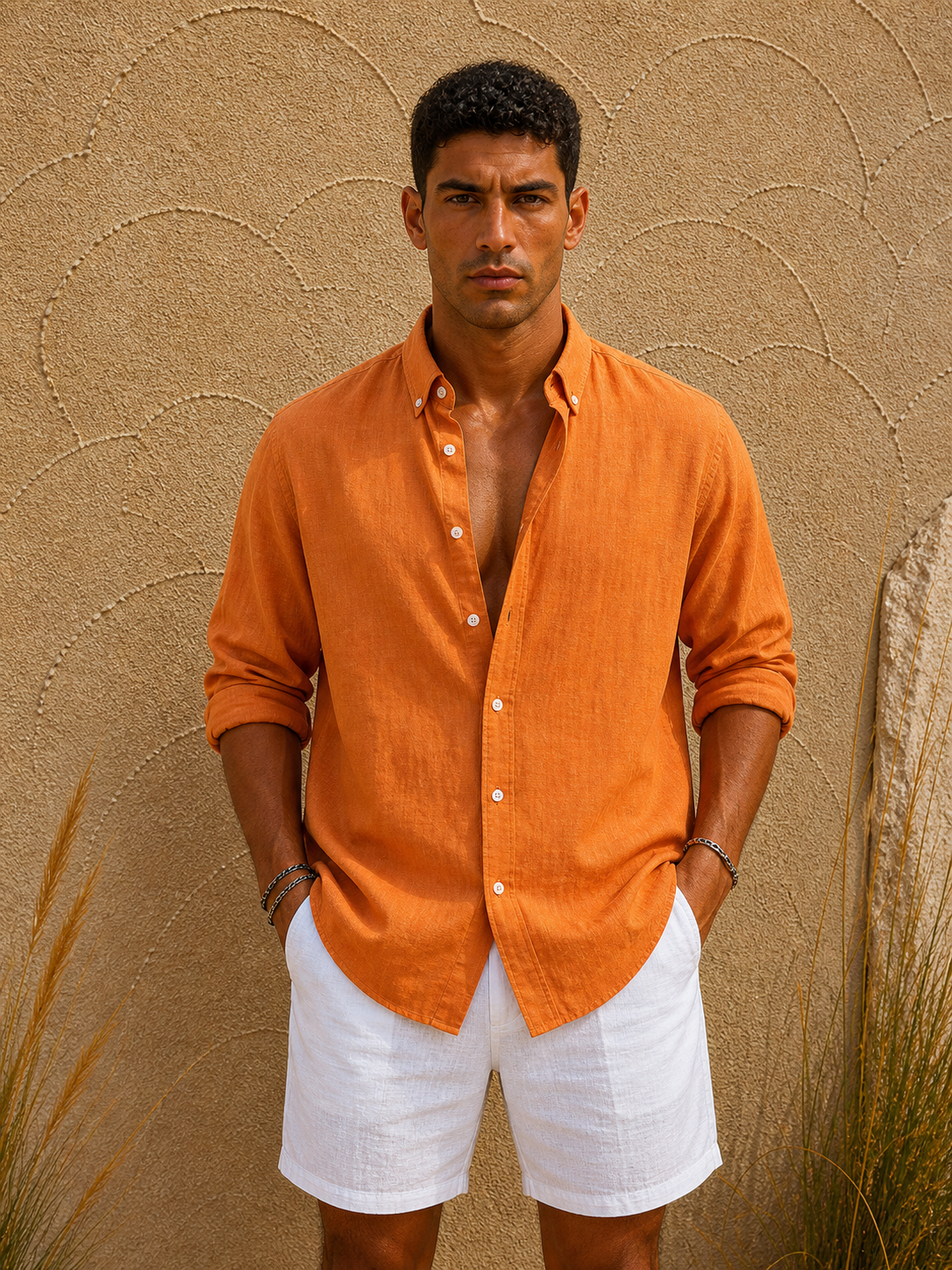 Linen Relaxed Shirt - 0124 - orange