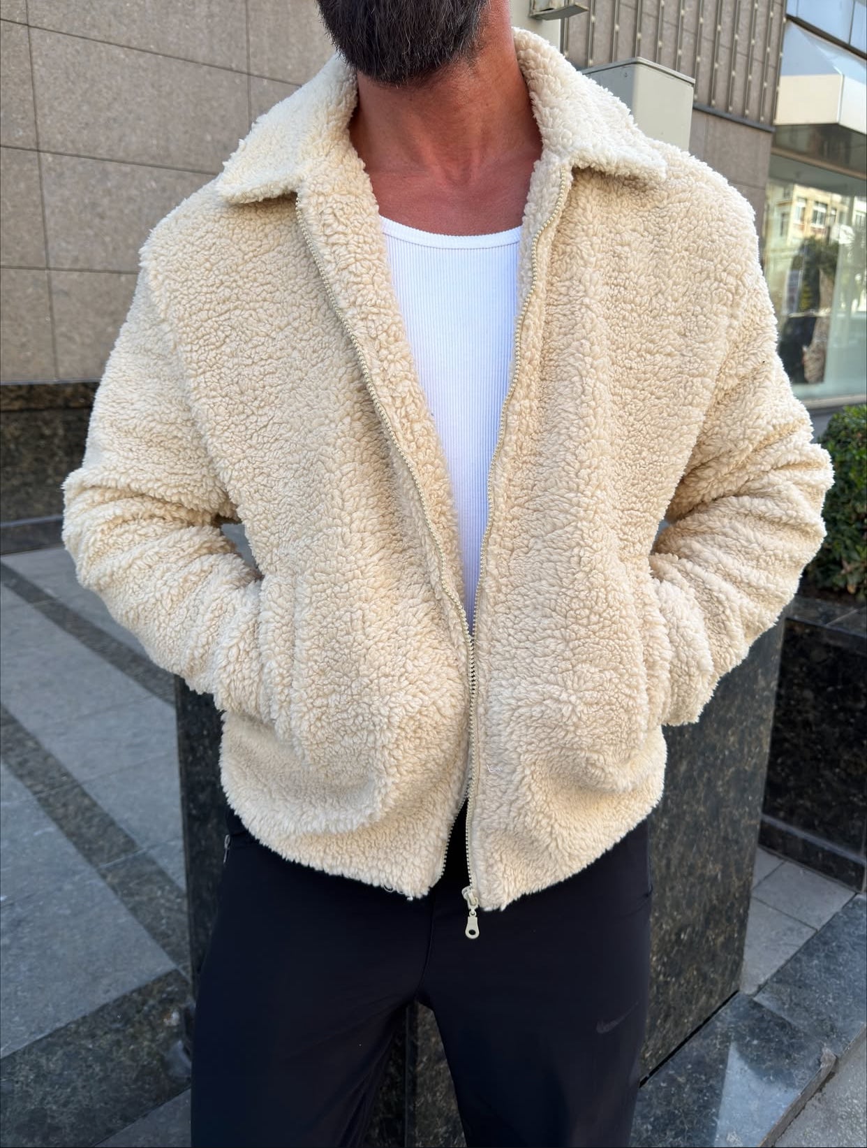 Plush jacket  - off-white  0085