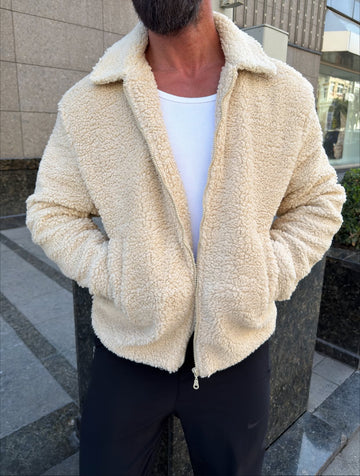 Plush jacket  - off-white  0085