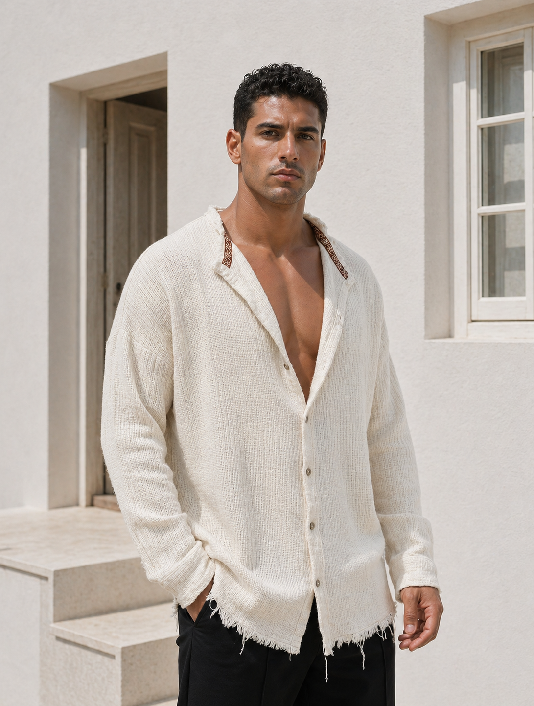 Ritual - linen unfinished shirt 0118 - beige