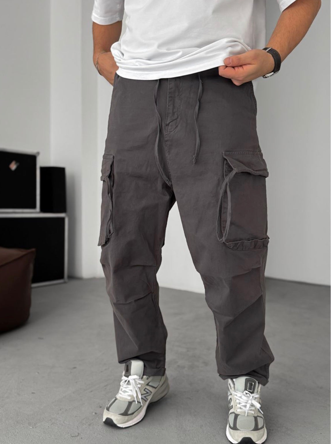 Washed Grey Cargo Pants – Relaxed Street Fit
