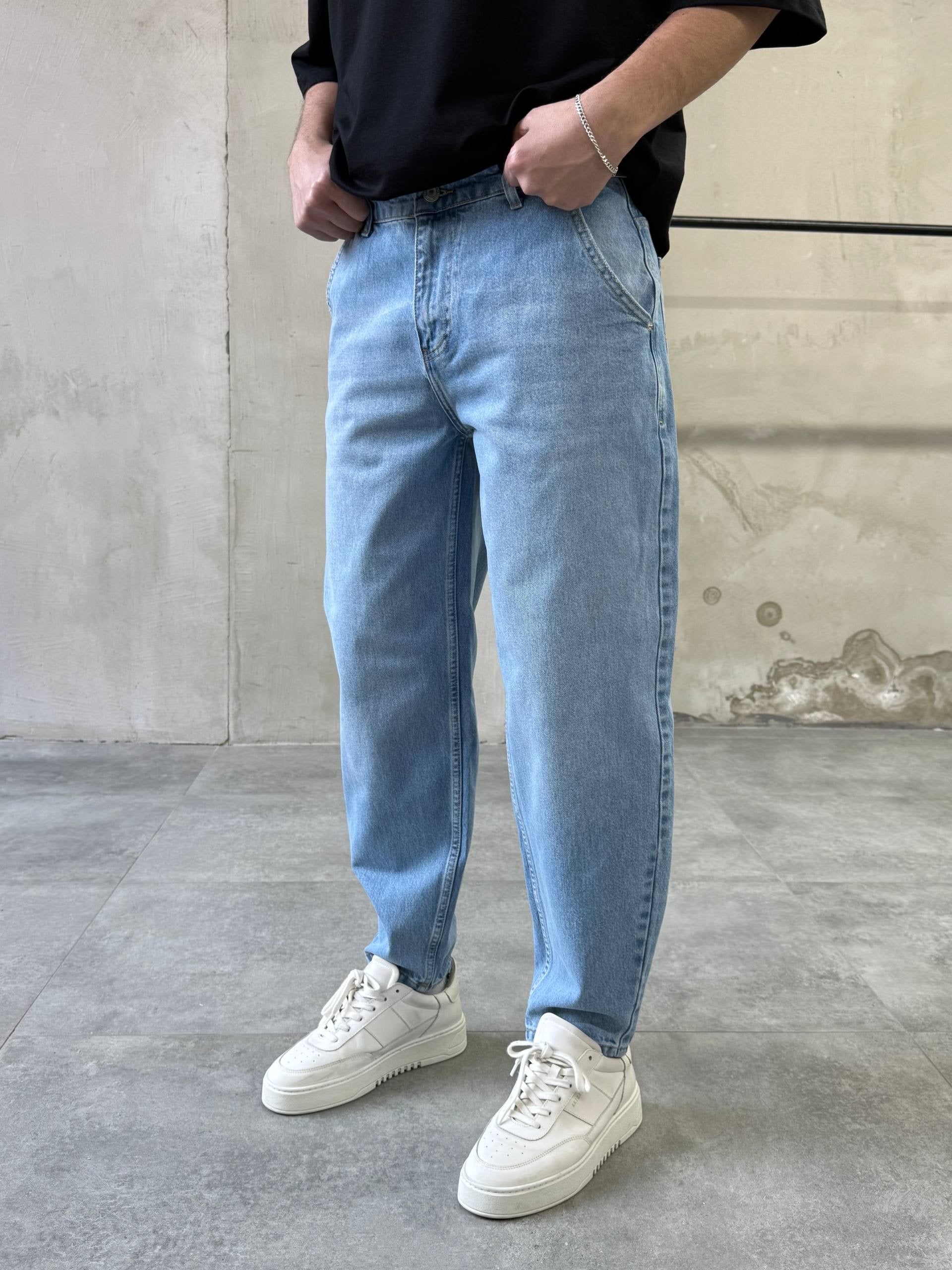 Relaxed Fit Washed Jeans – Mid Blue - mom fit - 3285 - k10