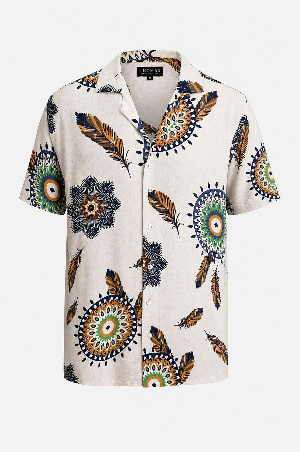 Boho Feather Print Shirt – Cream Edition / 0187