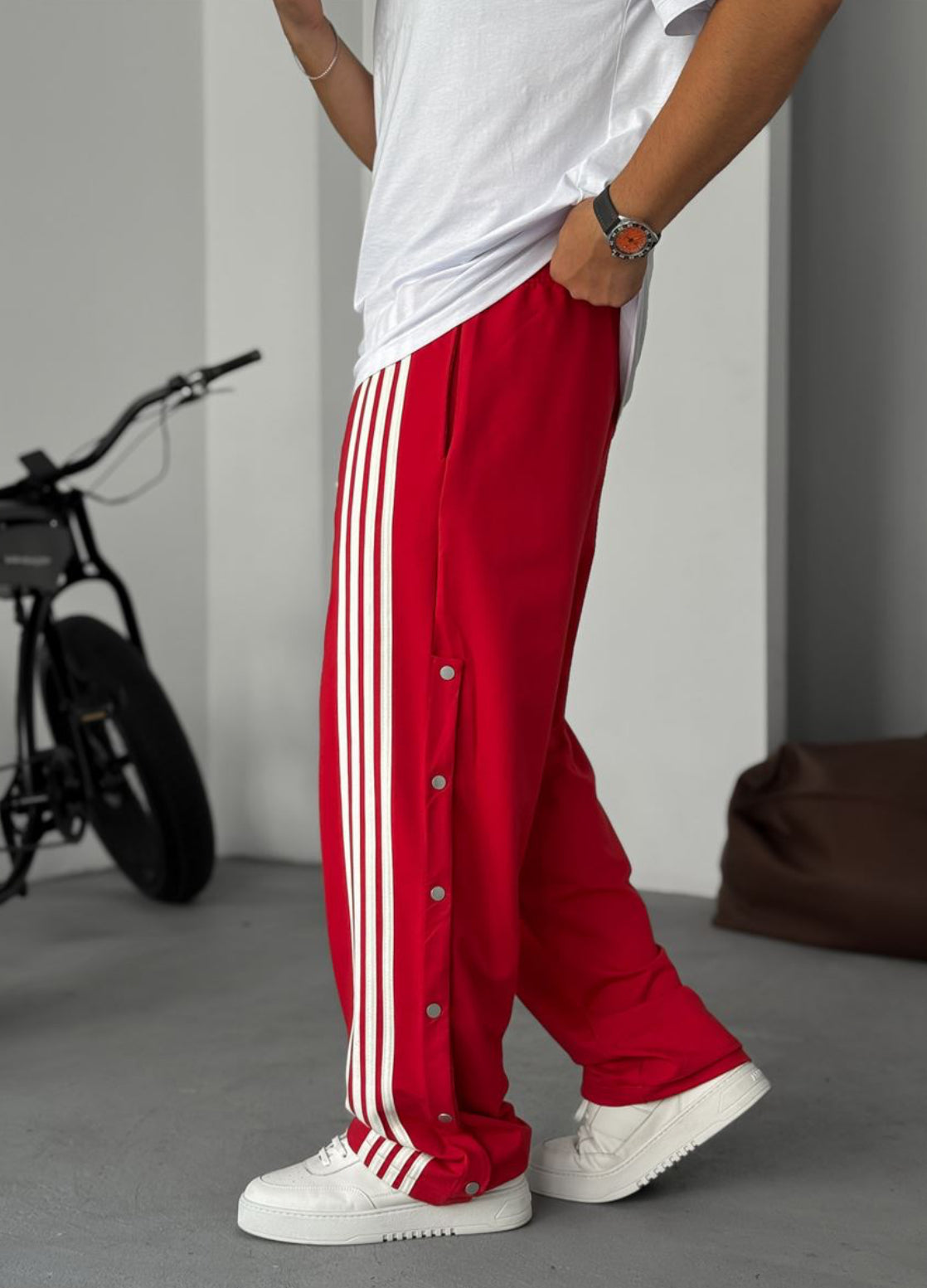 Stripped button detailed tracksuit - 0053