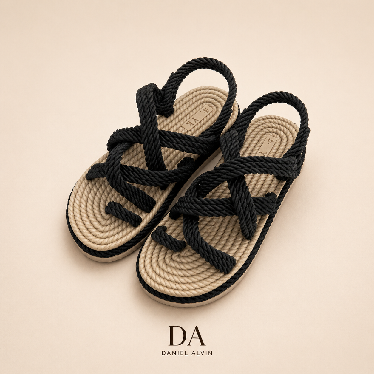 Rope Strap Summer Sandals /black / 0028