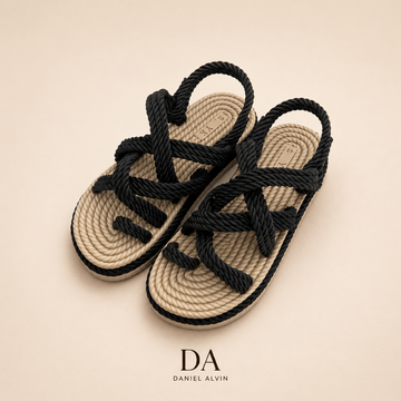 Rope Strap Summer Sandals /black / 0028