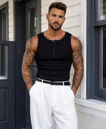 Essential Ribbed Tank Top – black / 0181