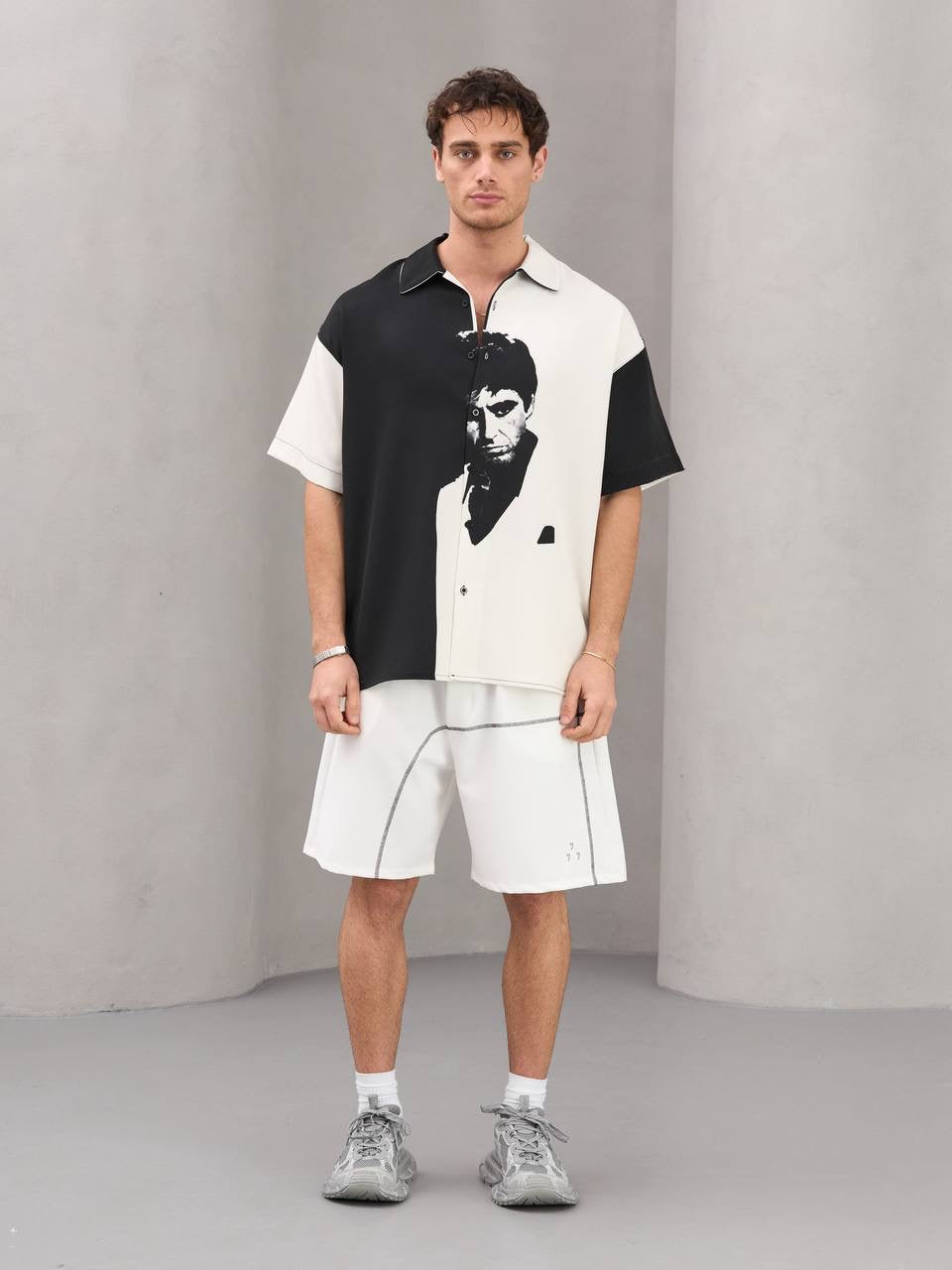 Monochrome Graphic Statement Shirt - 0173