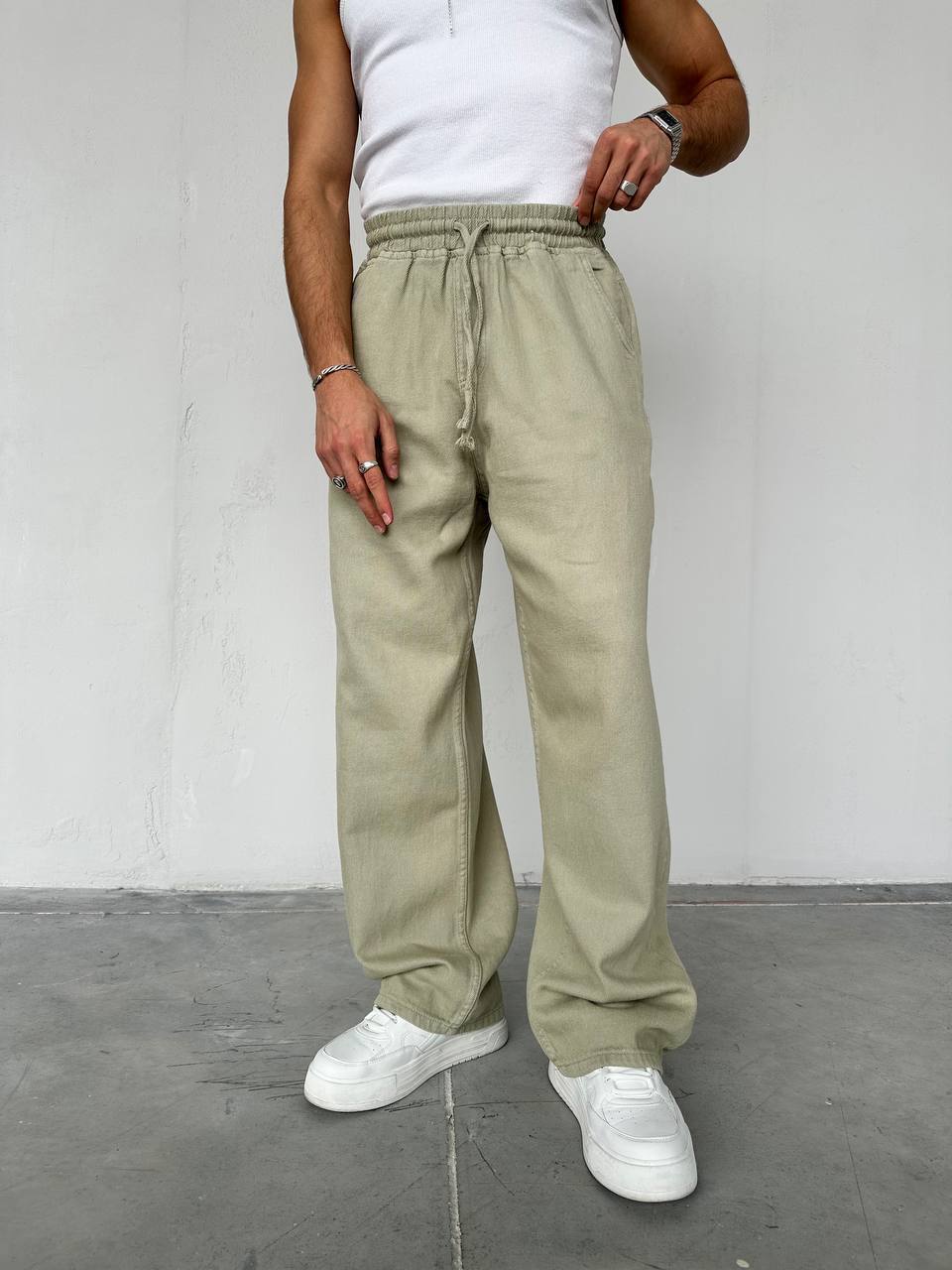 Relaxed Drawstring Gabrdine Pants – oiled /  0143