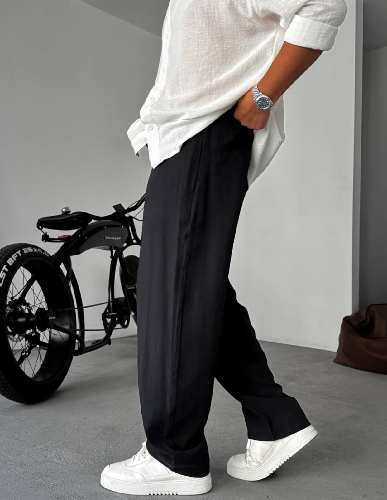 Relaxed pants - black 0066