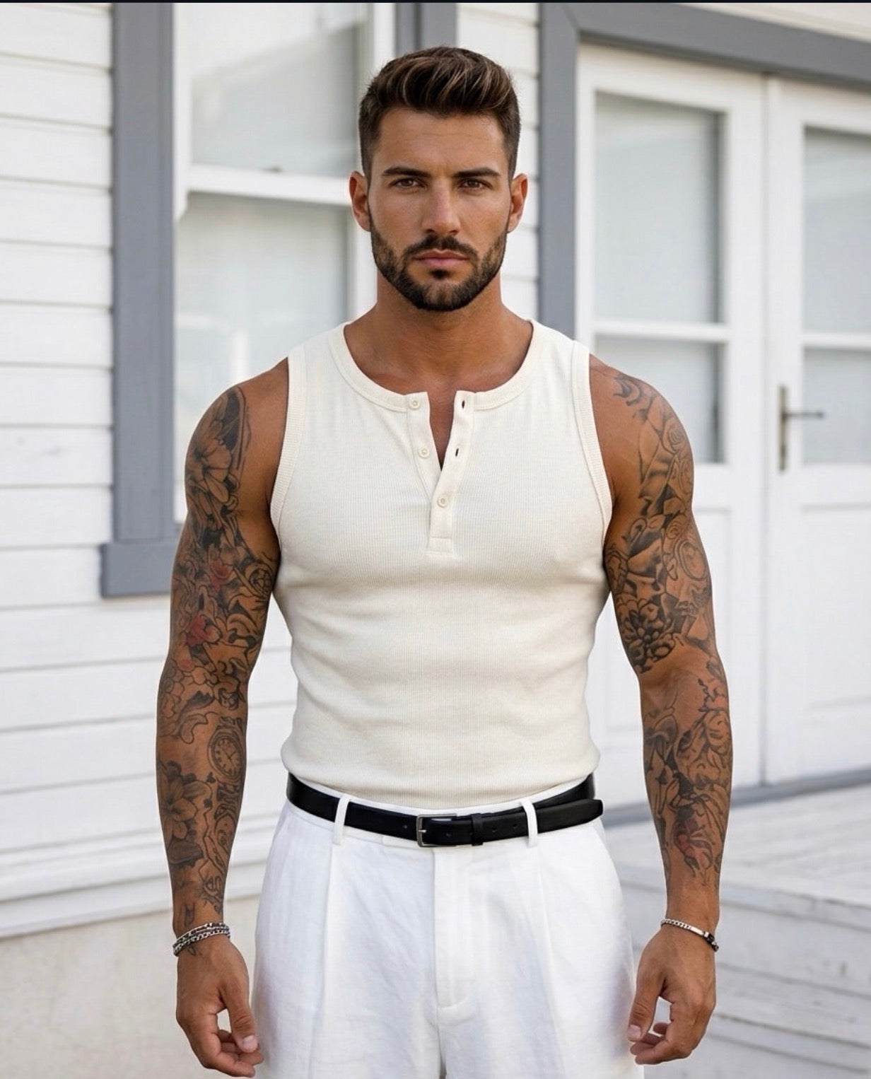Essential Ribbed Tank Top – beige/ 0181