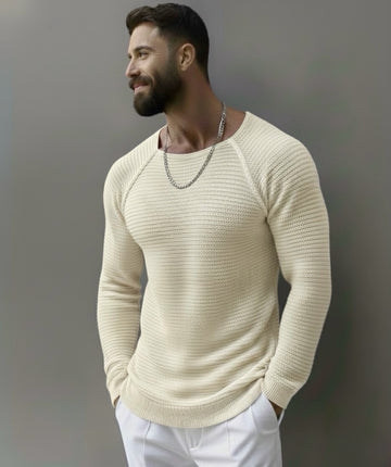 Knitwear slim-fit sweatshirt / beige- 0107