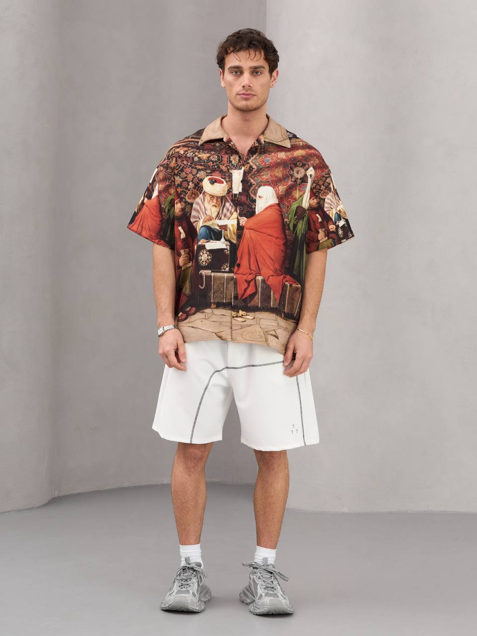 Vintage Art Print Short Sleeve Shirt - 0161