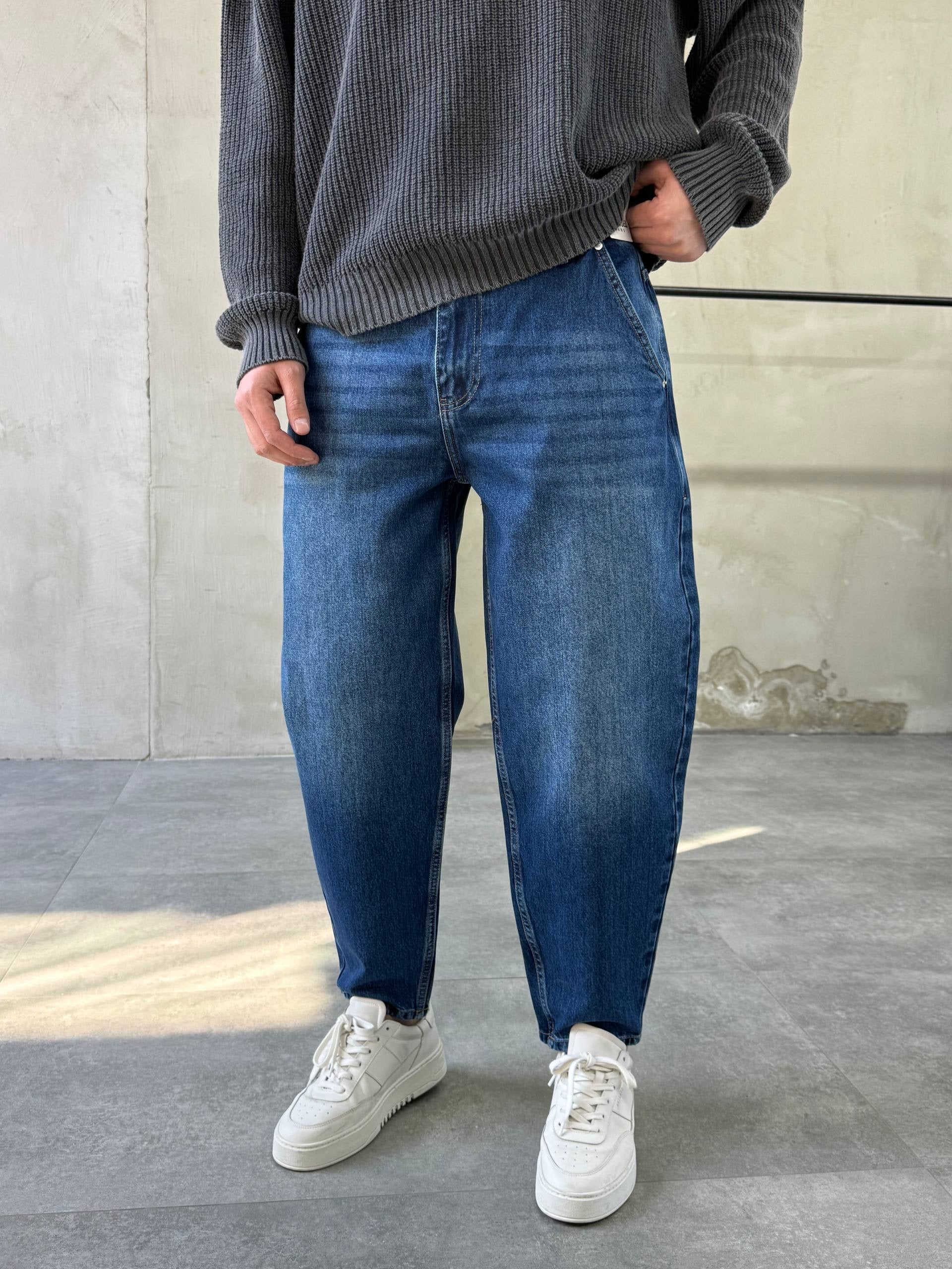 Relaxed Fit Washed Jeans – Mid Blue - mom fit - 3285 - k2