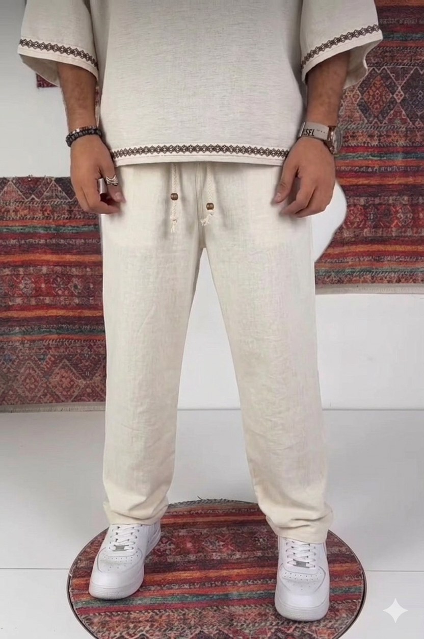 Relaxed Linen Jogger Pants – offwhite 0120