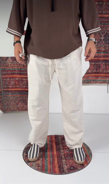 Relaxed Linen Jogger Pants – beige 0121