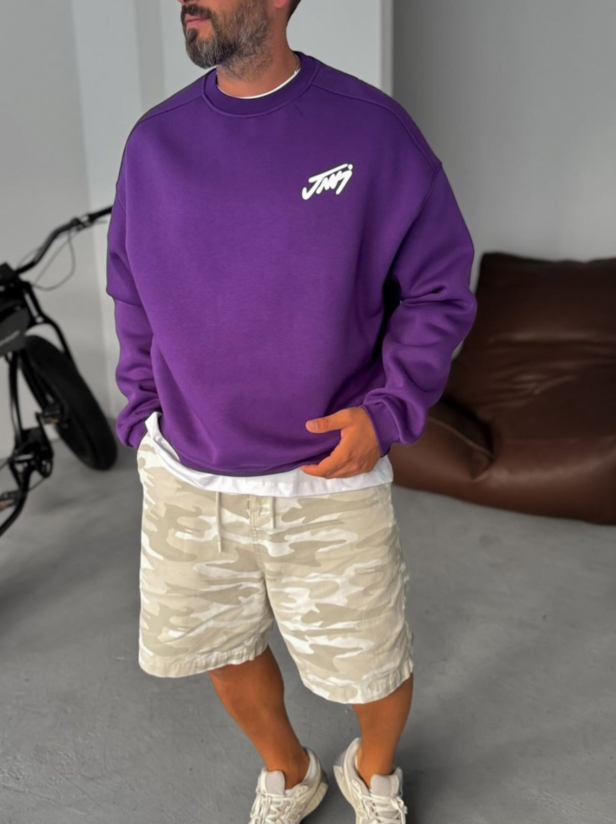 Purple basic printed sweatshirt - 0057