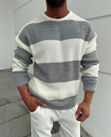 Knitwear oversized shirt - gray- white 0063