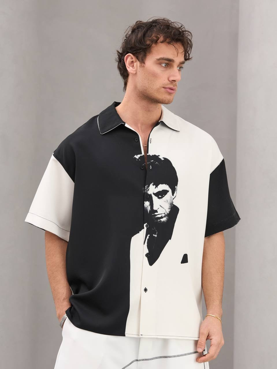 Monochrome Graphic Statement Shirt - 0173