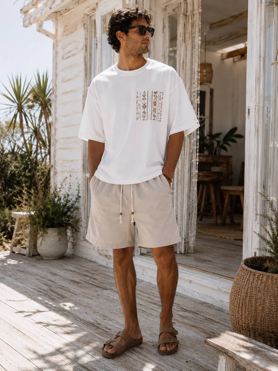 Gabardine Relaxed-fit shorts /0226/ biege