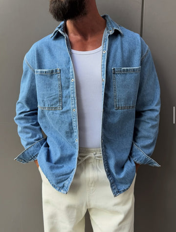 Men denim shirt - blue  0069