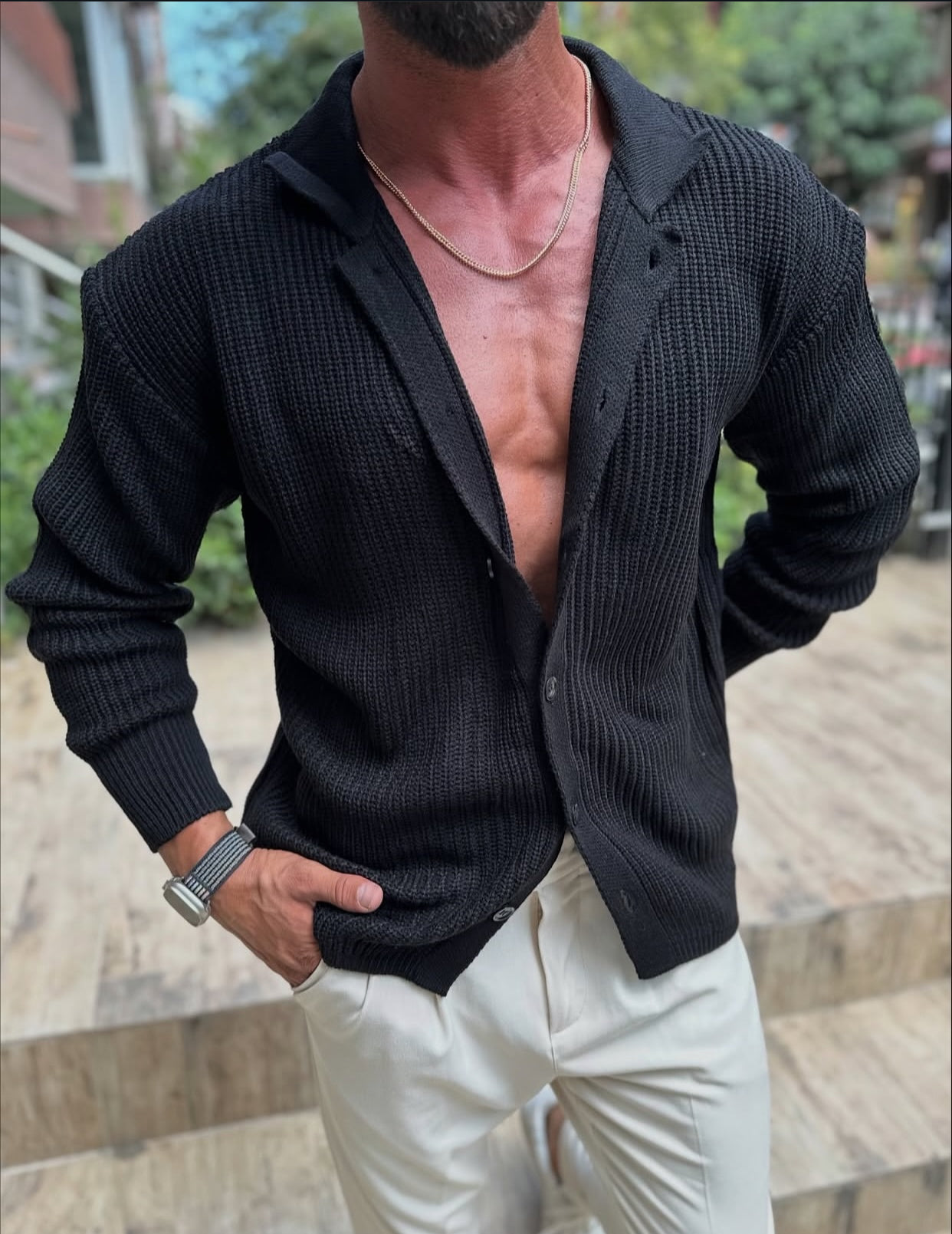 Knitwear cardigan -black 0092