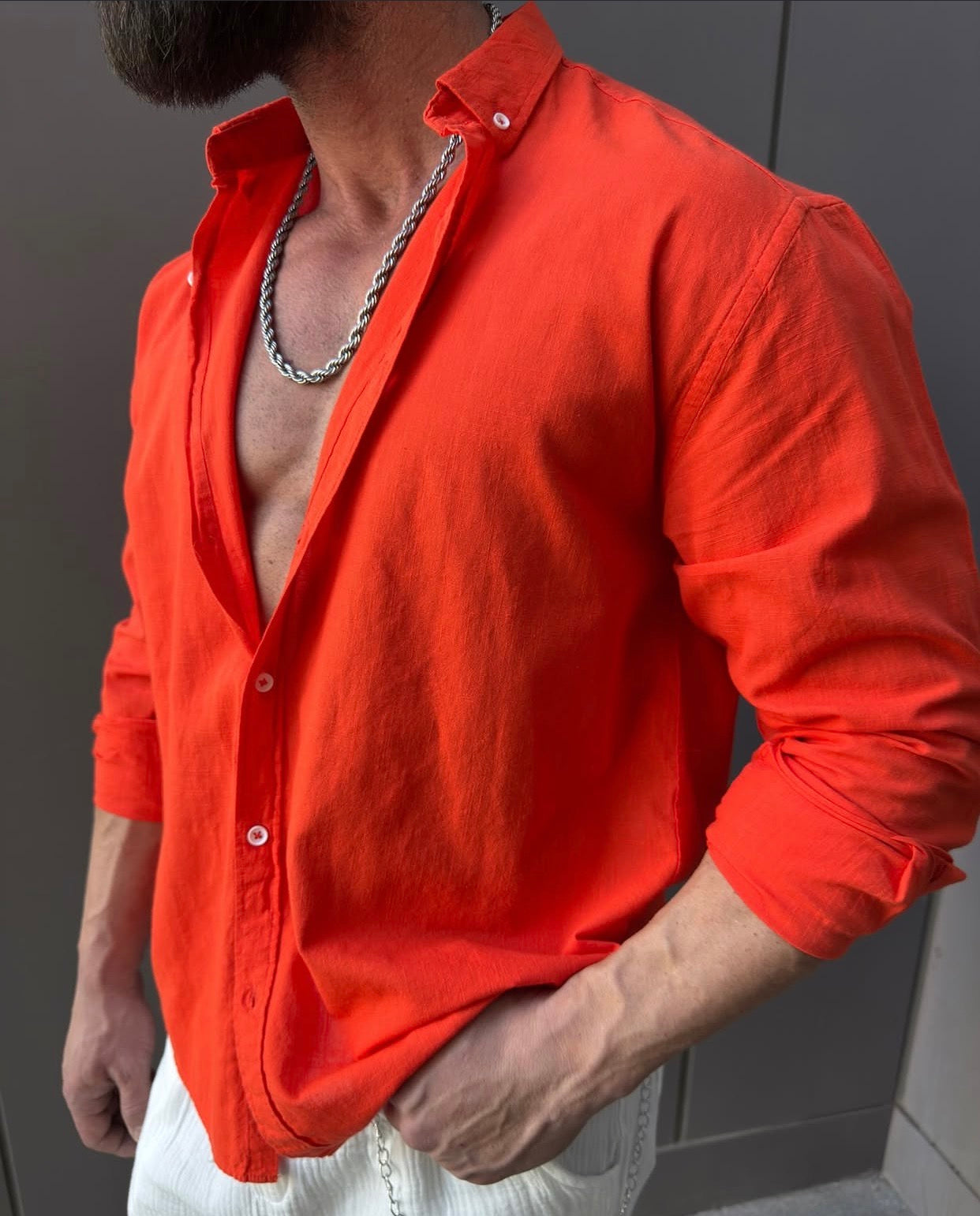 Linen Relaxed Shirt – watermelon - 0124