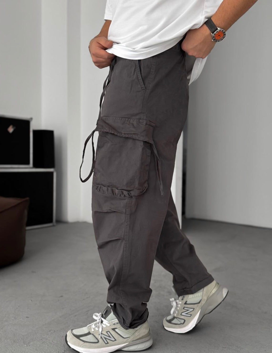 Washed Grey Cargo Pants – Relaxed Street Fit