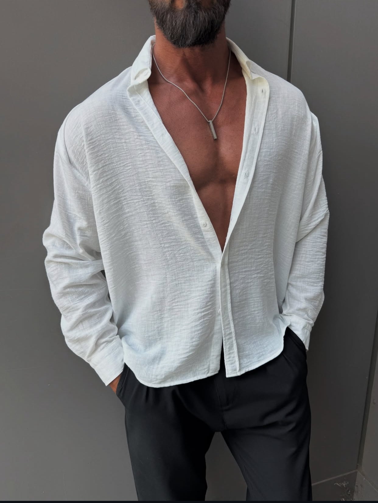 Linen shirt -white - 0024