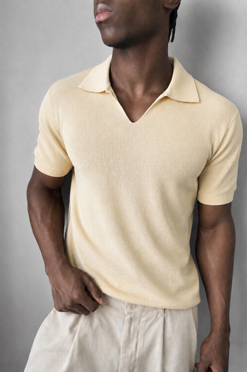 Premium Knit Polo – creamy -0206