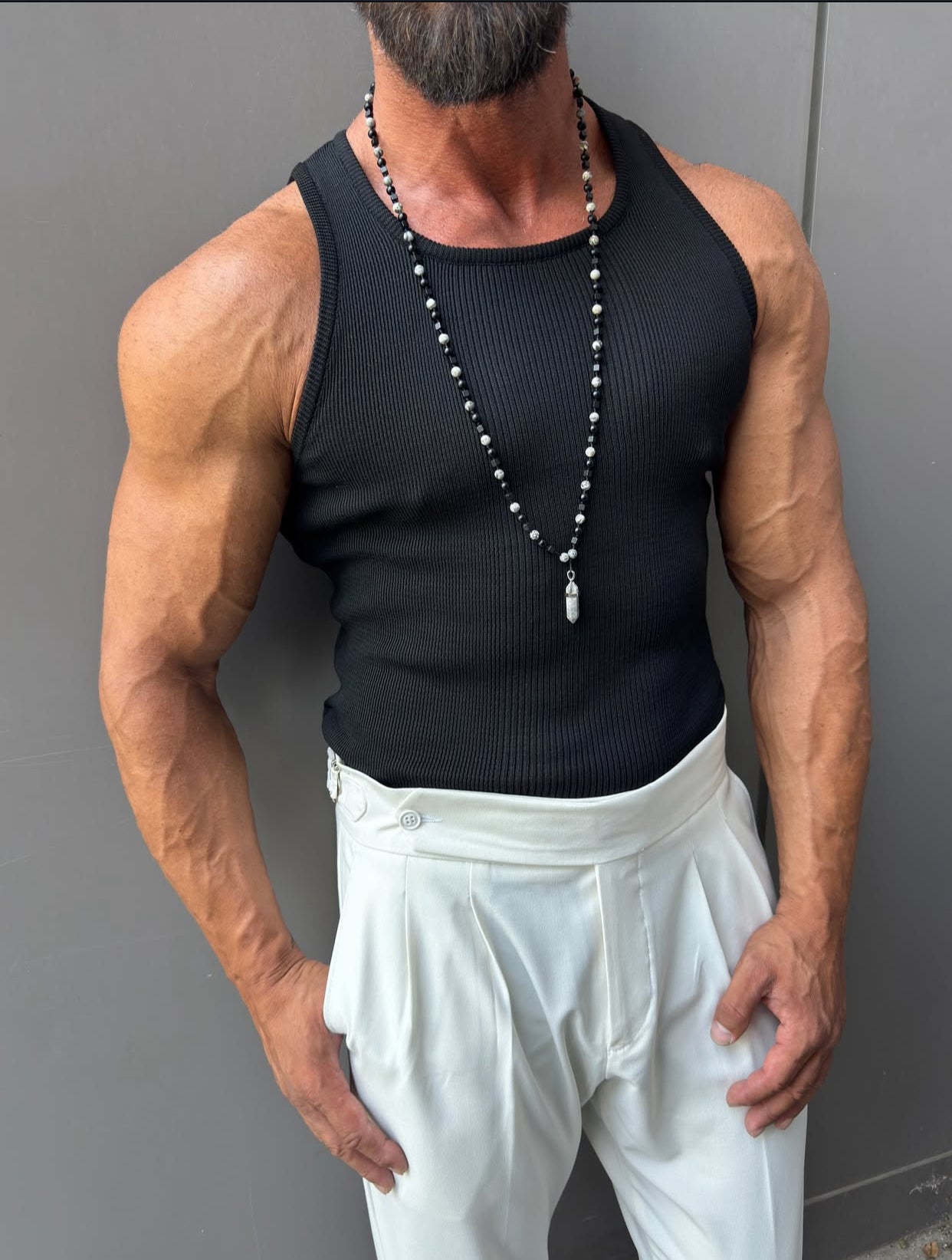 Cotton -Lycra  tanktop - Balck 0039