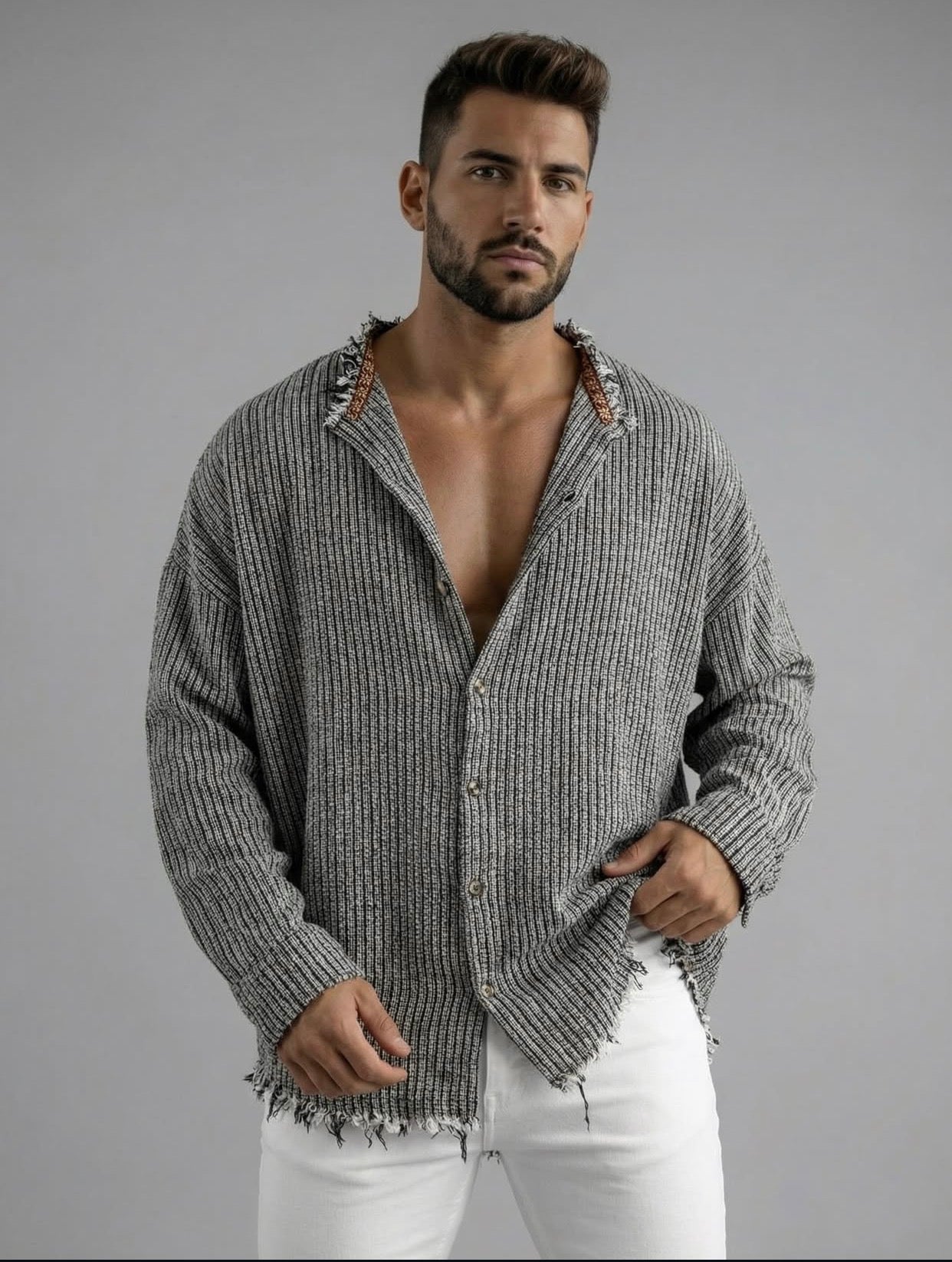 Ritual - linen unfinished shirt 0118 - gray