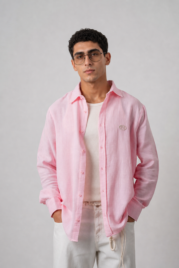 Premium Lightweight Pink Linen Shirt - 0176
