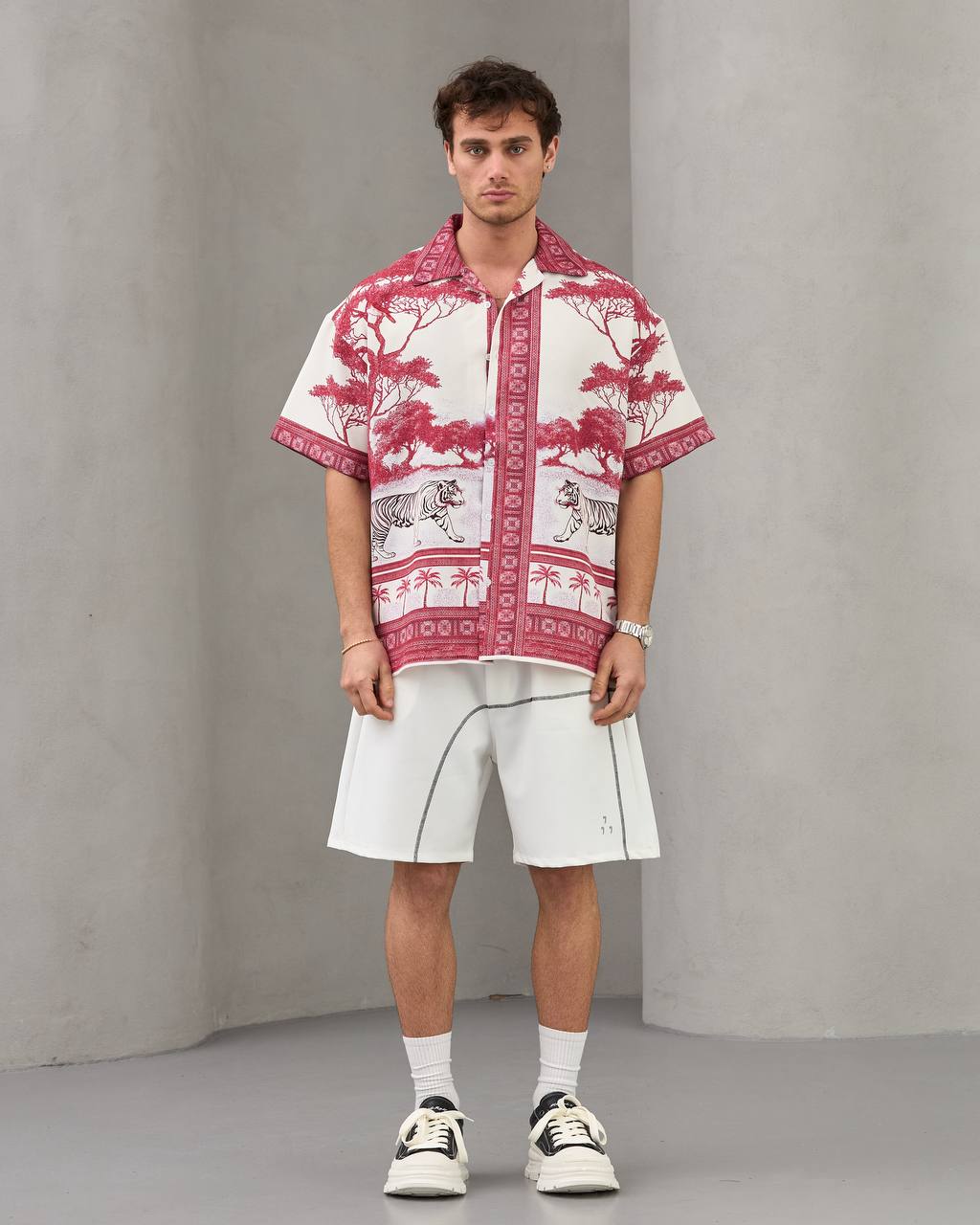 Printed Resort Shirt – Sunset Red Safari - 0122