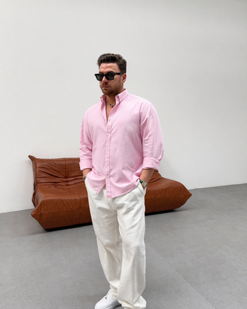 Linen Relaxed Shirt – pink - 0124
