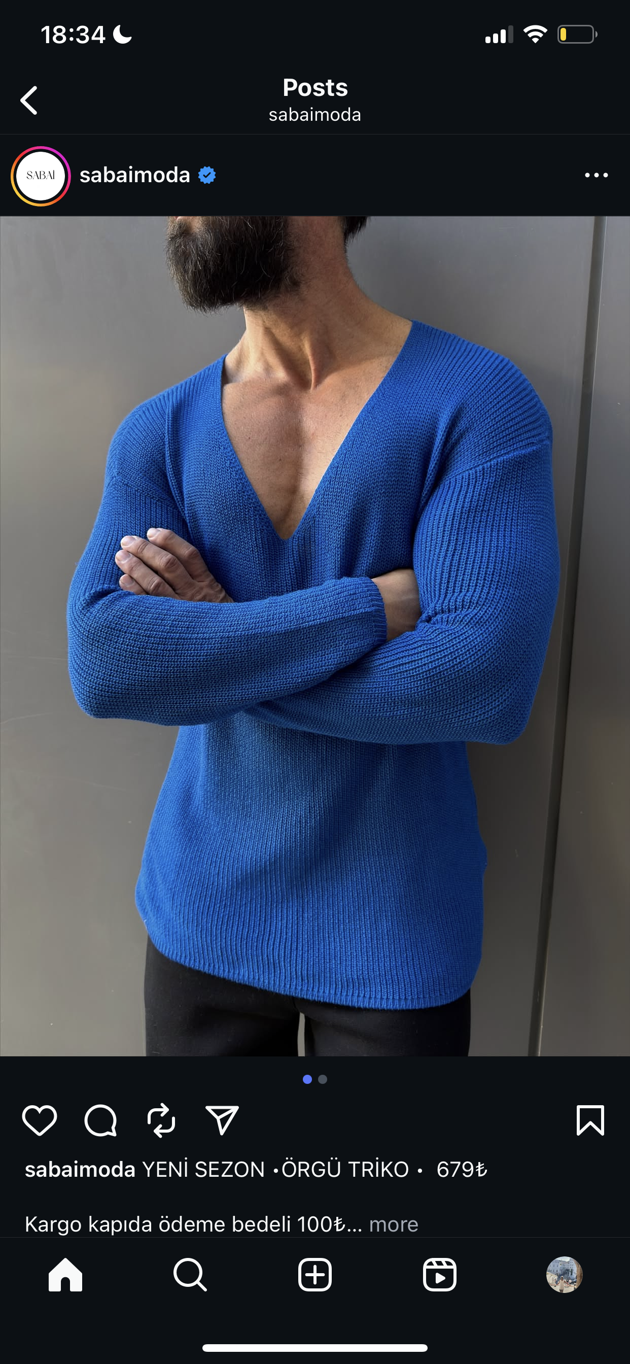 Knitwear oversized shirt - blue 0058