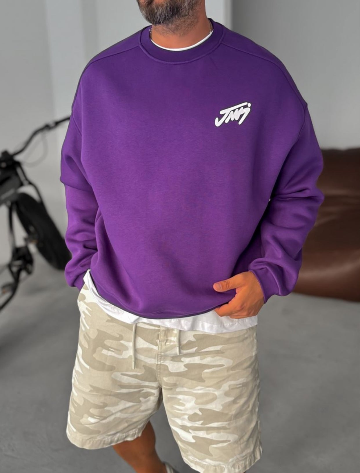 Purple basic printed sweatshirt - 0057
