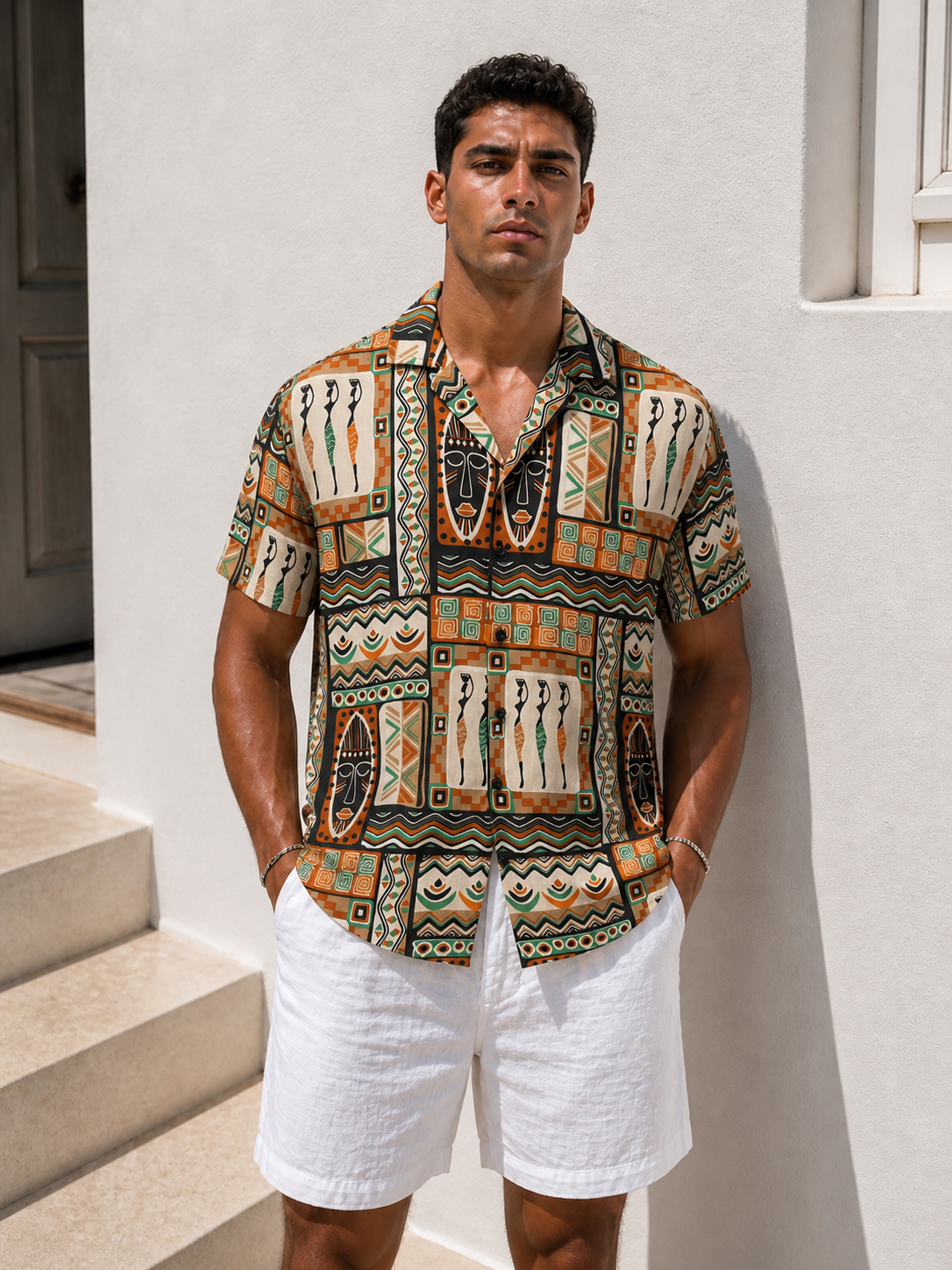 Tribal Print Shirt – Earth Tone Edition 0193