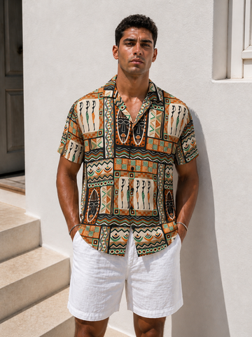 Tribal Print Shirt – Earth Tone Edition 0193