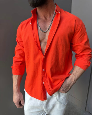 Linen Relaxed Shirt – watermelon - 0124