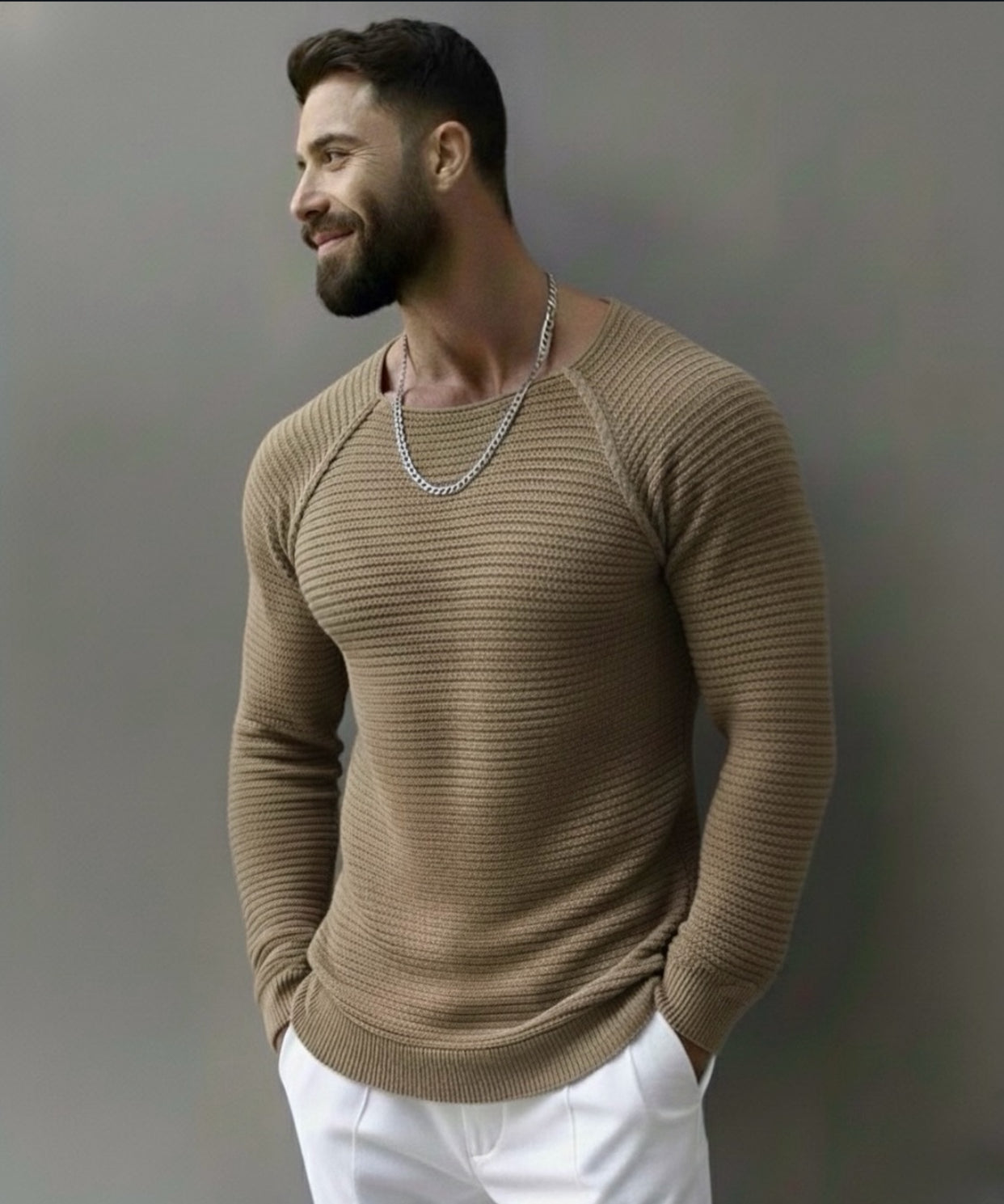 Knitwear slim-fit sweatshirt / brown - 0107