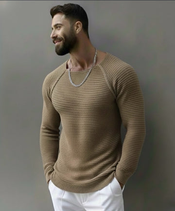 Knitwear slim-fit sweatshirt / brown - 0107