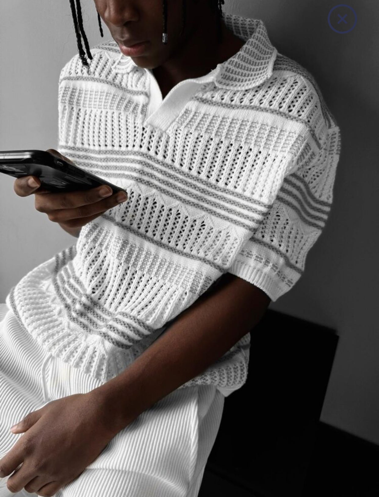 Oversized knitwear shirt -gray - 0021