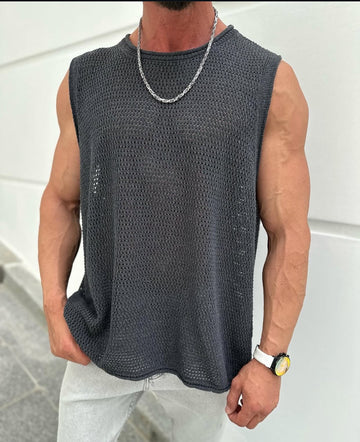 Cotton sleeveless - dark Gary  - 0014