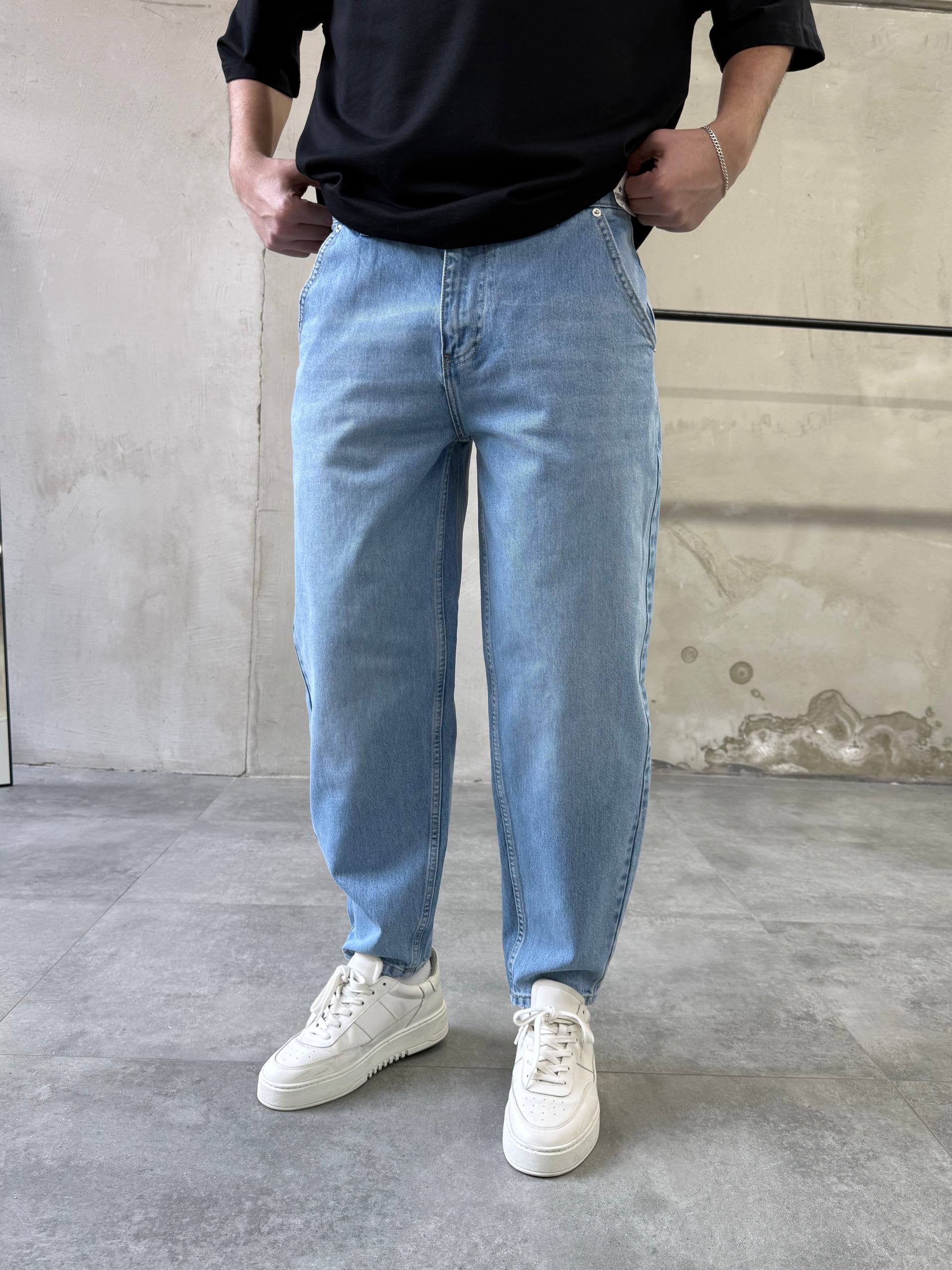 Relaxed Fit Washed Jeans – Mid Blue - mom fit - 3285 - k10