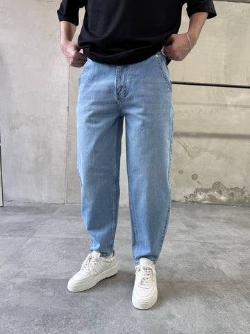 Relaxed Fit Washed Jeans – Mid Blue - mom fit - 3285 - k10