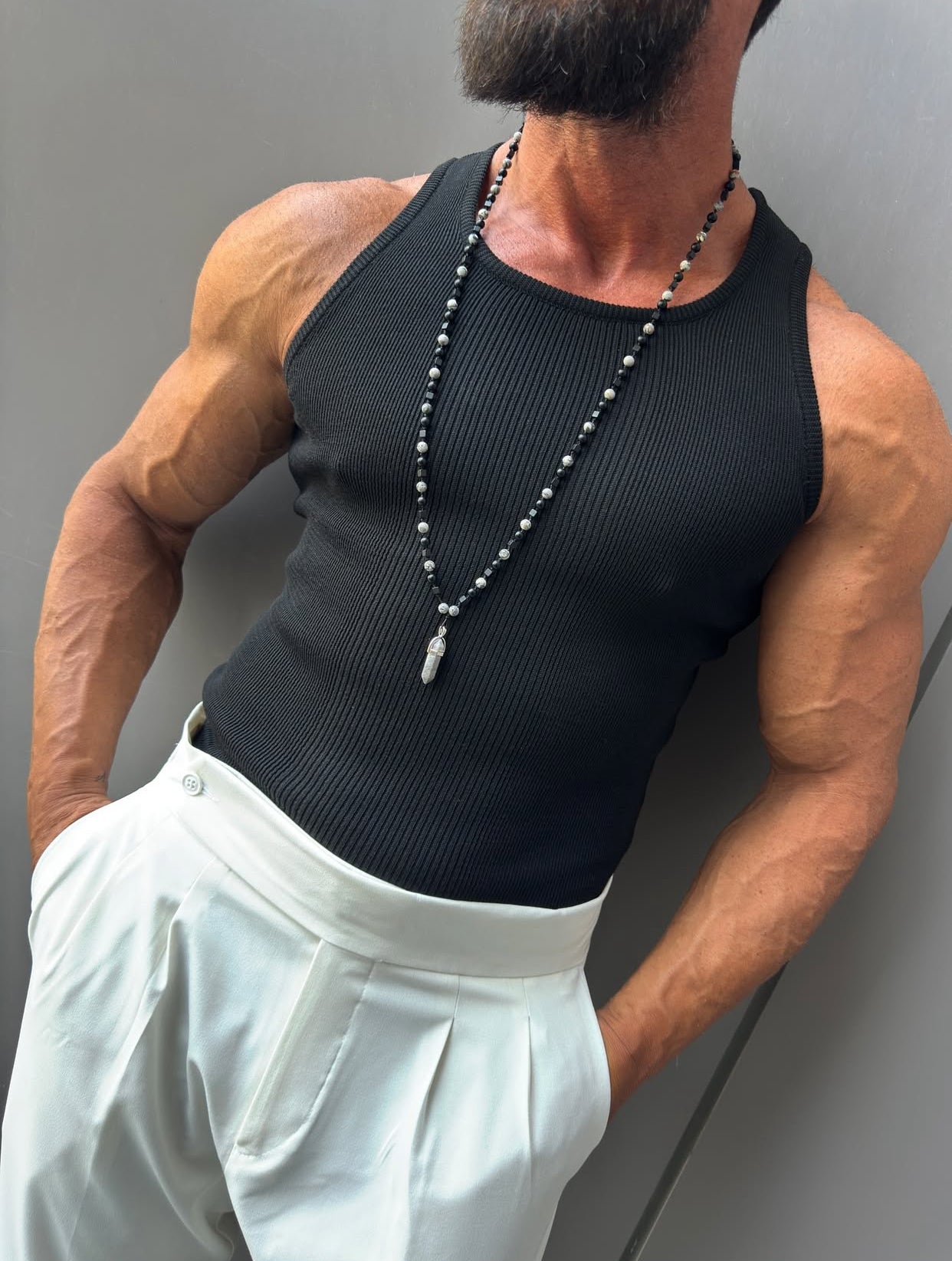 Cotton -Lycra  tanktop - Balck 0039