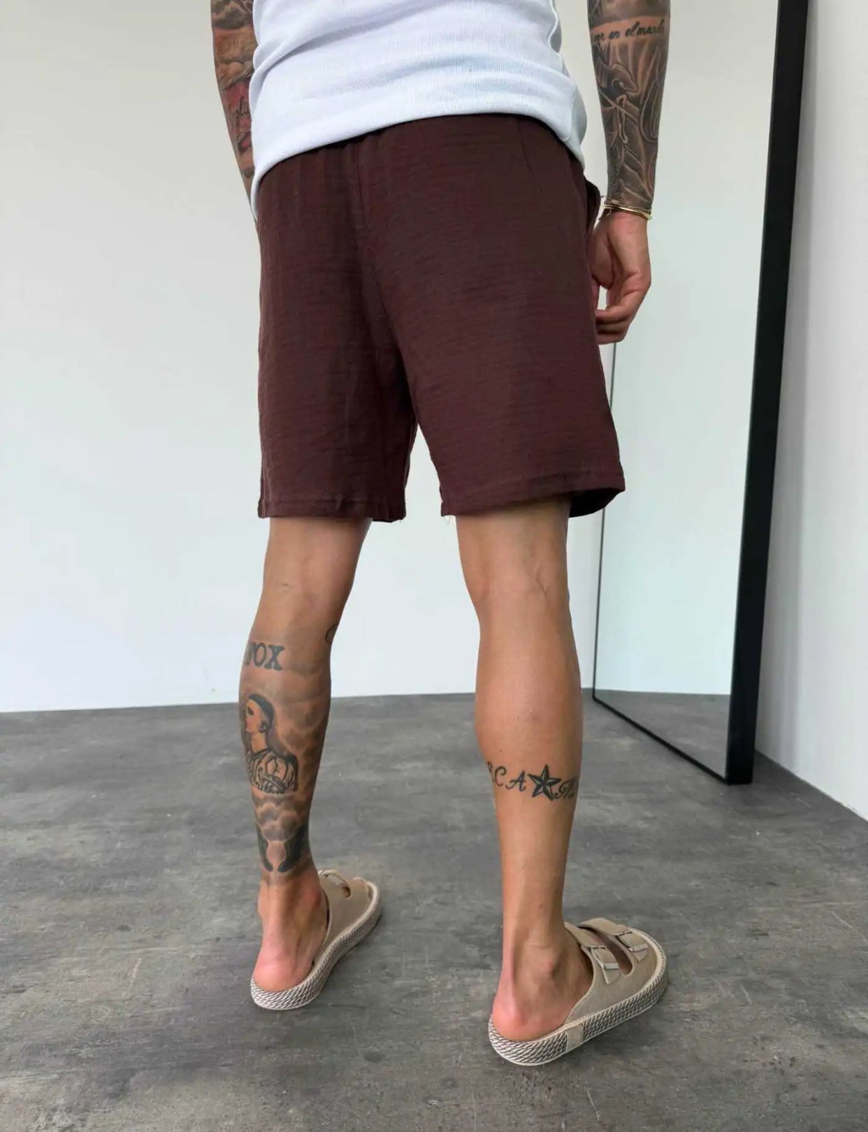 Muslin Fabric Linen Short - 002 - brown